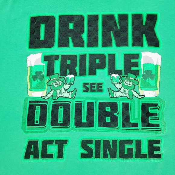 Irish Drinking Shirt St. Patrick's Day Green 100% Cotton Unisex Size Fits 2XL - Picture 2 of 7